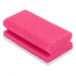 SCHUURSPONS 70X145X43 HANDGREEP ROOD/WIT