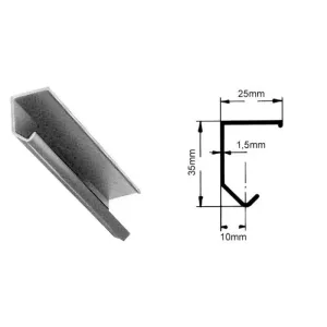 ROB SCHUIFDEURRAIL ENKEL 200 CM 14X20MM
