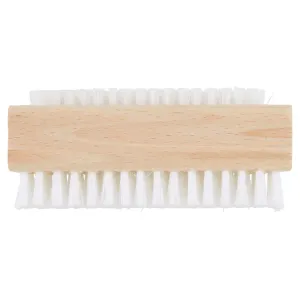 NAGELBORSTEL DUBBEL HOUT ONGELAKT WIT NYLON VULLING