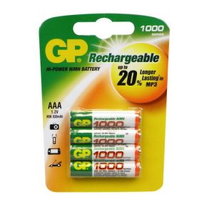 BATTERIJ OPLAADBAAR GP AAA-950MAH 4 STUKS