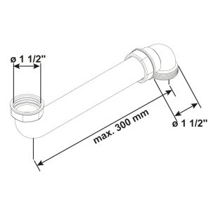 VERLENGDE AFVOER SPOELBAK 1 1/2" X 250MM GRIJS [T355404R]