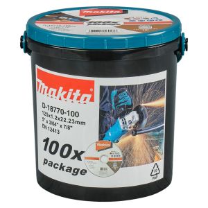 MAKITA DOORSLIJPSCHIJF 125X1 MM  RVS EMMER 100 STUKS D-18770-100