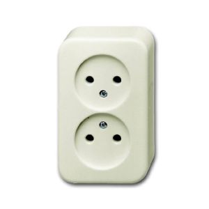 B&J OPBOUW WANDCONTACTDOOS DUBBEL ZONDER AARDE CREME 202 AP/11