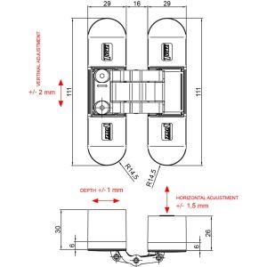 ONZICHTBAAR SCHARNIER ESPRIT Z 3D/ 40MM ZWART