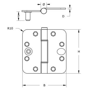 GLIJLAGERSCHARNIER SKG***® 3MM, 125X89 STAAL VERZINKT RONDE HOEK