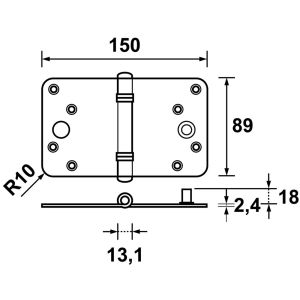 VH KANTELAAFSCHARNIER 3,5X6" SKG*** RH ONGEMONTEERD/TGS DOOS Á 25 ST.