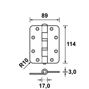 SCHIJFLAGERSCHARNIER 114X89 GEG.