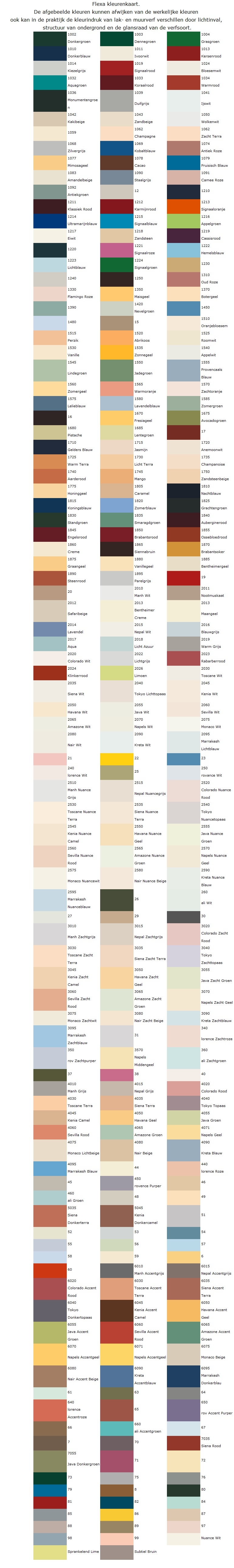 Flexa kleurenkaart